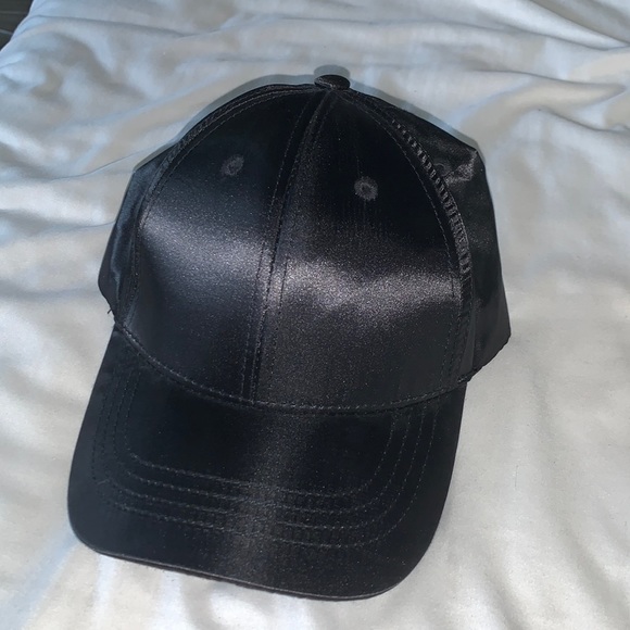 Accessories - Black Satin Baseball Cap